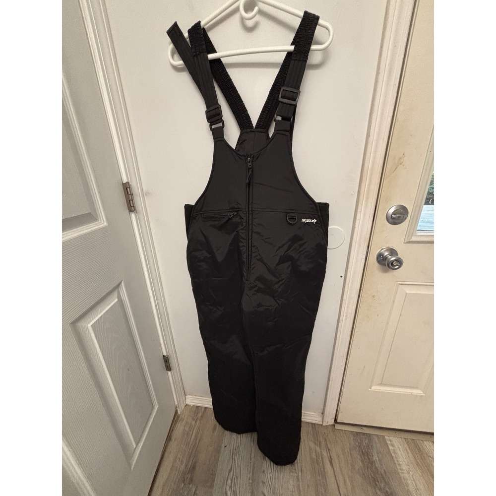 Ski Gear Medium Men's Black Nylon Bib Overalls 40x32 D Rings Adjustable Strap
